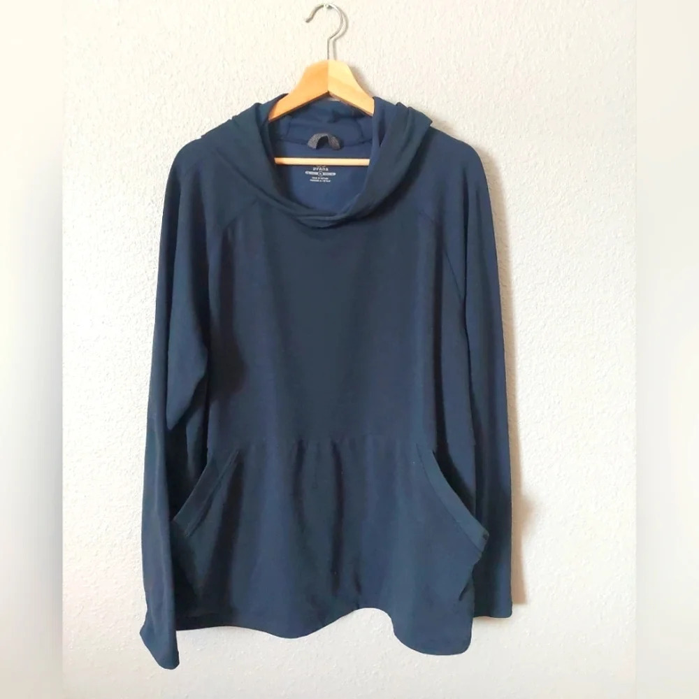 Prana Mens Pullover hoodie lightweight Blue XL Athleisure Hiking